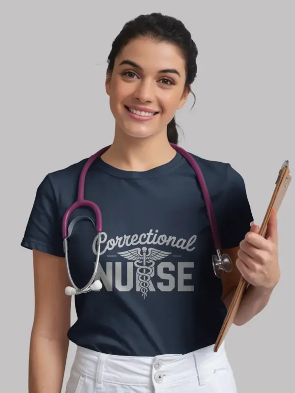 Navy Lifestyle View Correctional Nurse T-Shirt for Healthcare Workers