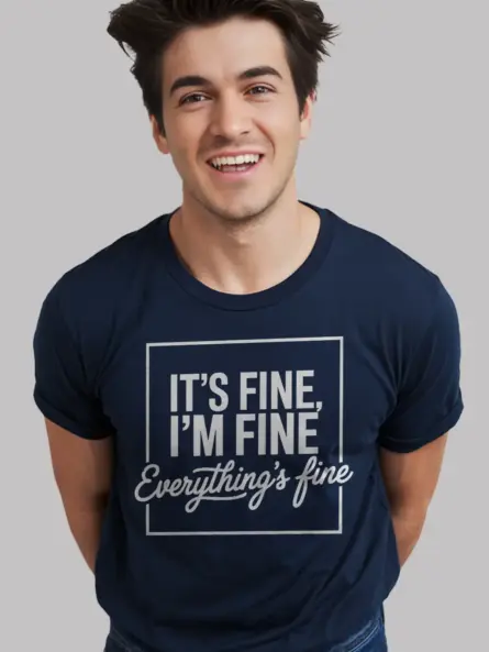 Navy Shirt Its Fine I'm Fine Everything Is Fine Mental Health Awareness Shirt Funny Back View