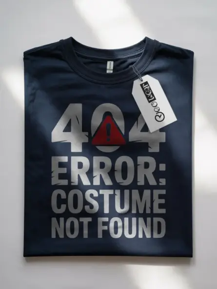 navy flatlay 404 Error Costume Not Found T-Shirt Design