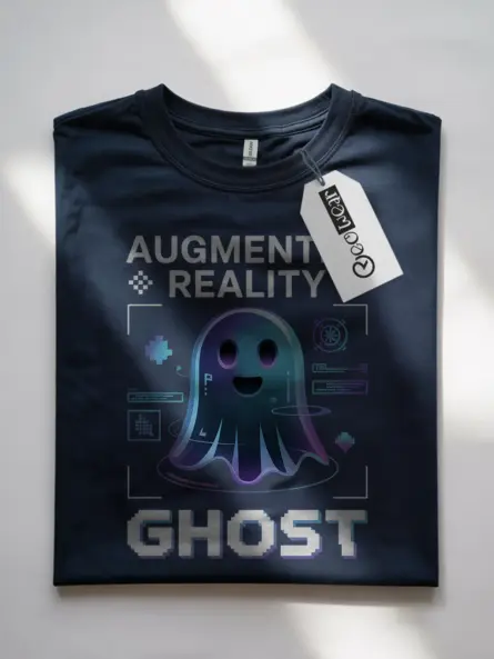Front view navy Augmented Reality Ghost T-Shirt for gamers