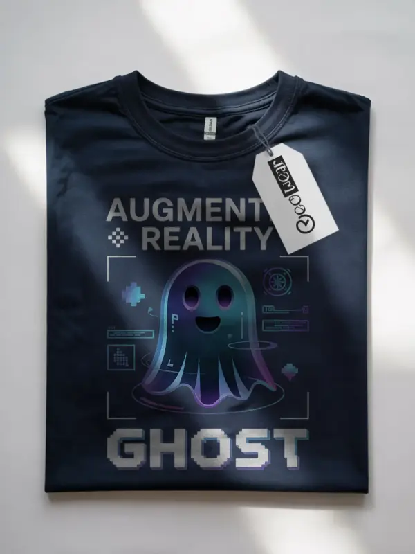 Front view navy Augmented Reality Ghost T-Shirt for gamers