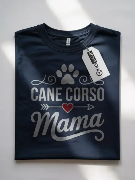 Cane Corso Mama Shirt – Minimalist Dog Mom Tee with Heart Print - Image 7