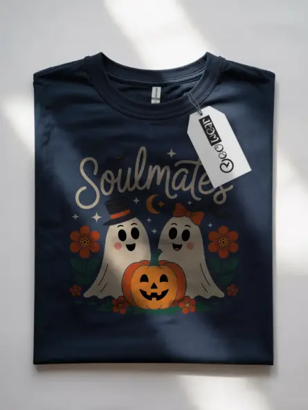 navy lifestyle photo – Halloween matching shirt idea – ghost couple t-shirt