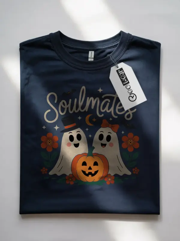 navy lifestyle photo – Halloween matching shirt idea – ghost couple t-shirt