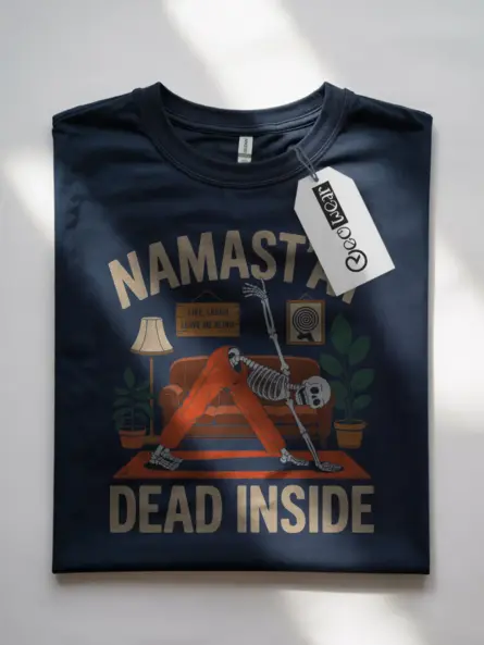 Navy Namastay Dead Inside T-Shirt – Yoga Pose Skeleton Design