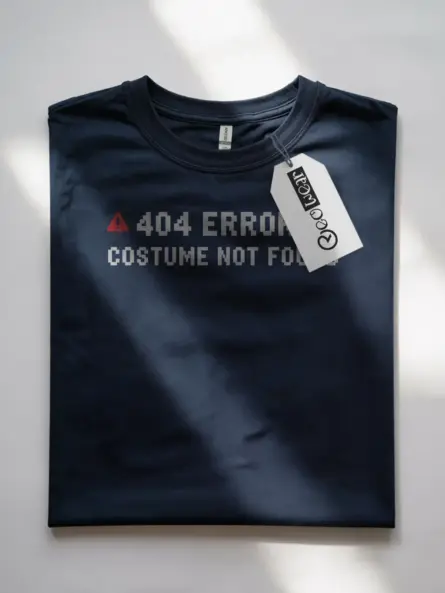 Front view navy 404 Error Costume Not Found t-shirt sarcastic apparel