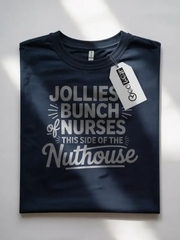 navy jolliest bunch of nurses shirt front view Christmas humor shirt