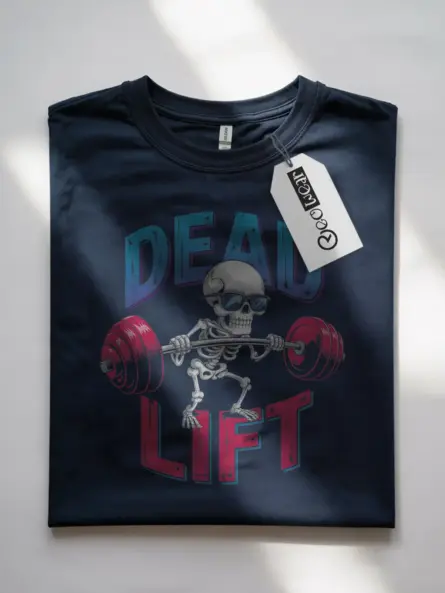 Navy Dead Lift skeleton chef pizza t-shirt front pose