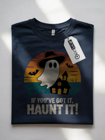 navy front view if you’ve got it haunt it t-shirt spooky cowboy ghost