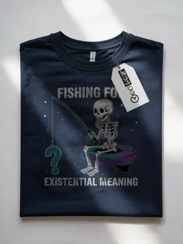 Navy Fishing for Existential Meaning existential skeleton t-shirt front