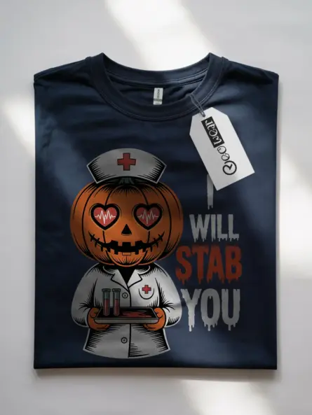 I Will Stab You Nurse Shirt – Funny Halloween Tee for Phlebotomists & Medical Staff - Image 7