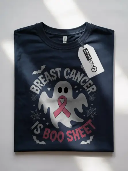 Bold Breast Cancer Boo Sheet Shirt – Funny Pink Ribbon Halloween Tee - Image 7