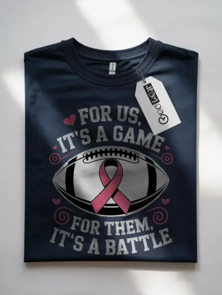 Bold Breast Cancer Football Shirt – Game Day Awareness Tee - Image 7