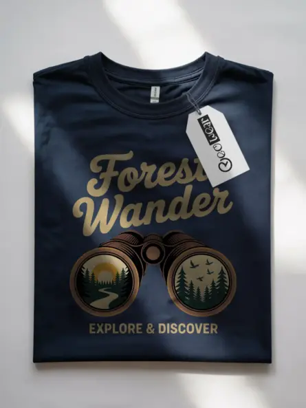 Forest Adventure T-Shirt – Explore & Discover Retro Binoculars Design - Image 7
