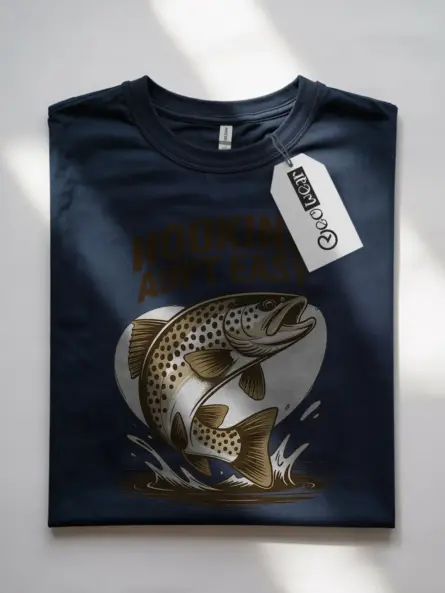 Funny Fishing Tee Shirt – Hooking Ain’t Easy Vintage Trout Tee - Image 10