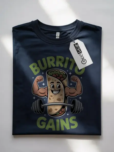 Funny Burrito Gym Shirt for Gains Lovers – Foodie Fitness Tee - Image 7