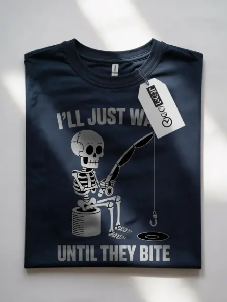 Hilarious Funny Fishing tShirt – Skeleton Meme Patience Tee - Image 7