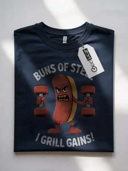 Funny Hot Dog Gym Shirt – Hilarious Buns of Steel BBQ Workout Tee - Image 7