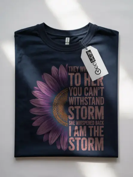 Empowerment "I Am the Storm Shirt" with Purple Sunflower Design - Image 7