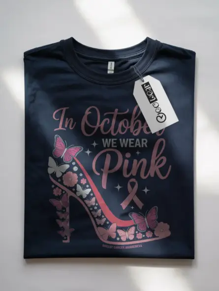 Navy Shirt – Fabric Texture Close-Up – in october we wear pink shirt