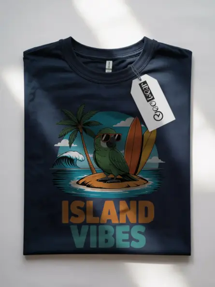 Island Vibes T-Shirt – Retro Parrot Beach Graphic Tee - Image 7