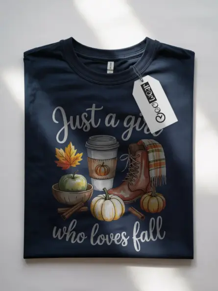 Just a Girl Who Loves Fall t-Shirt – Cozy Watercolor Autumn Tee - Image 7