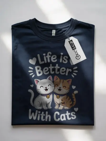 Life Is Better With Cats Shirt – Cute Kawaii Graphic Tee for Cat Lovers - Image 7