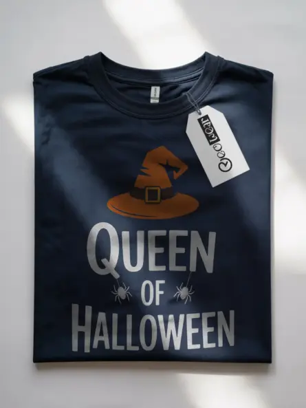 Queen of Halloween Shirt for Women – Witch Hat Graphic Tee - Image 10