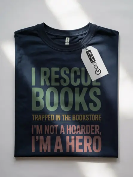 Rescue Books Shirt – Funny Vintage Tee for Book Hoarders & Heroes - Image 7