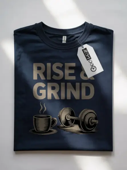 Bold Rise and Grind T Shirt – Motivational Coffee & Gym Tee - Image 7