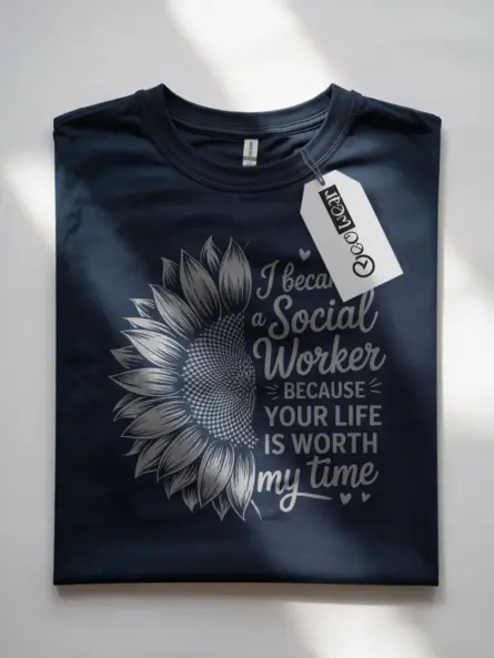 Social Worker Sunflower T-Shirt With Quote - Image 7