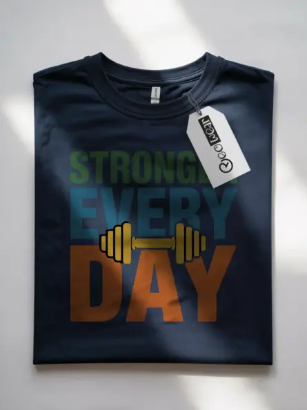 Empowering Strength Training T-Shirt – Stronger Every Day Dumbbell Tee - Image 7