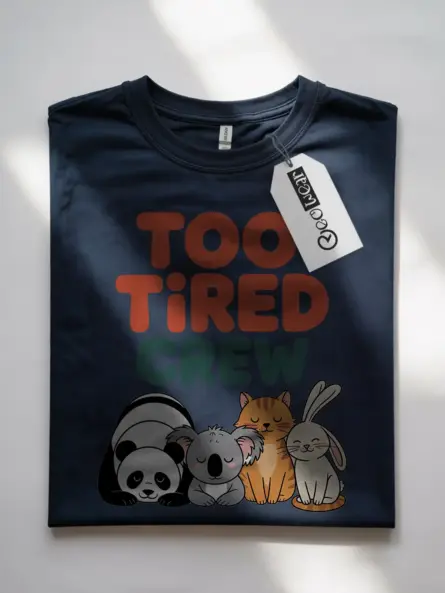 Tired Animal T-Shirt for Cozy Introverts – Too Tired Crew Tee - Image 7