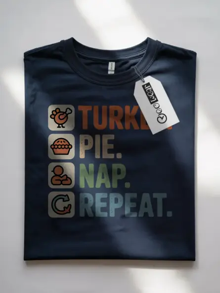 Turkey Pie Nap Repeat Shirt – Funny Minimalist Thanksgiving Tee - Image 7