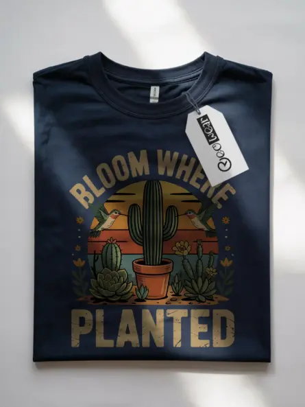 Vintage Cactus T-Shirt for Plant Lovers – Bloom Where Planted - Image 7