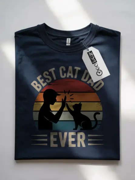 Vintage Cat Dad Shirt – Retro Sunset Tee for the Best Cat Dad Ever - Image 7