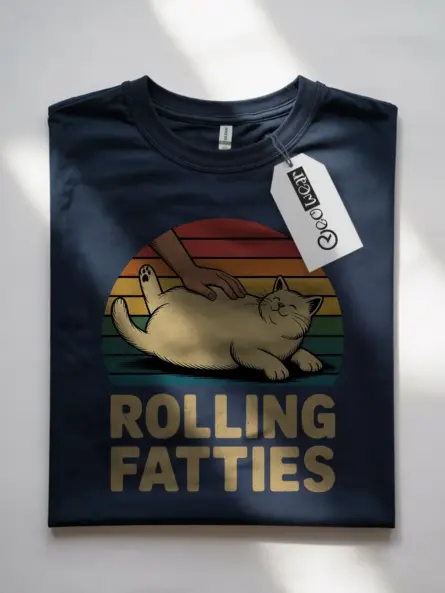 Rolling Fatties Vintage Cat Shirt – Funny Retro Tee for Pet Lovers - Image 7