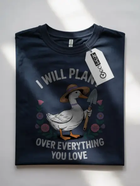 Whimsical Duck Gardening T-Shirt – Cottagecore Floral Plant Humor Tee - Image 7