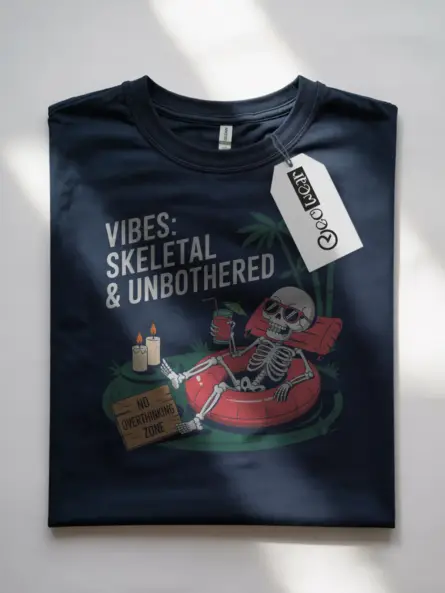 Navy front view skeleton vibes t-shirt chill summer vibes