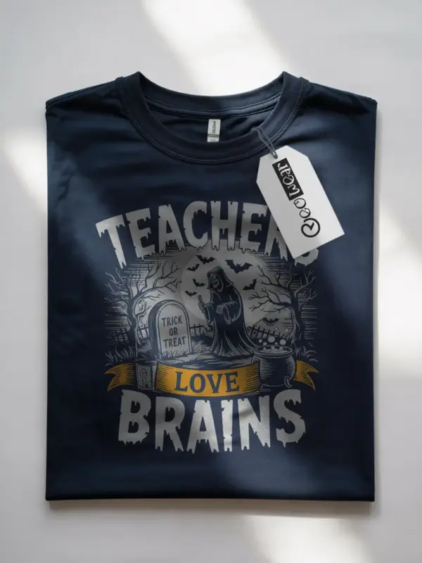 Navy teachers love brains Halloween shirt classroom apparel