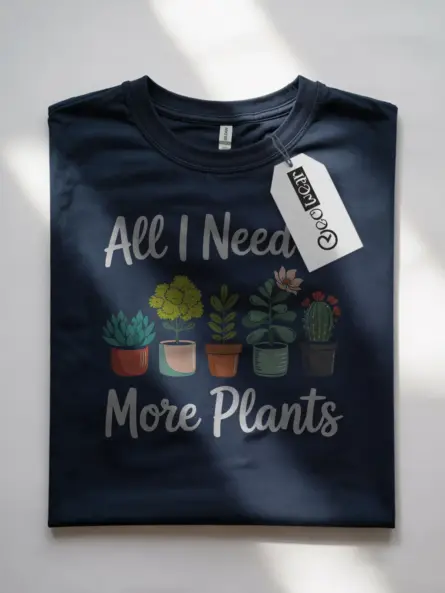 Minimalist Plant Lover T-Shirt – “All I Need Is More Plants” - Image 7