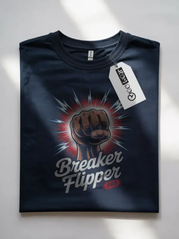 Navy Breaker Flipper Shirt – electrical technician apparel, energy burst tee