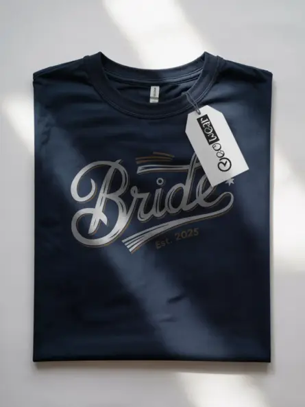 Bride Est 2025 Shirt – Vintage Cursive Engagement Tee - Image 4
