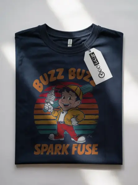 Navy Buzz Buzz Spark Fuse Shirt – nostalgic trade worker t-shirt, retro style