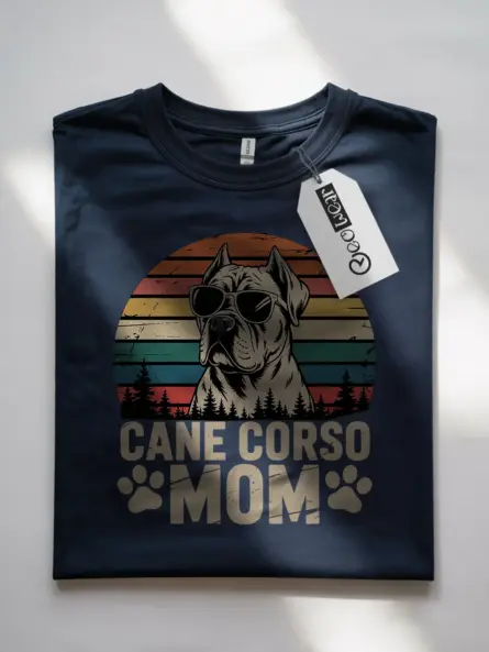 Bold Cane Corso Mom Shirt – Retro Sunset Dog Lover Tee - Image 10