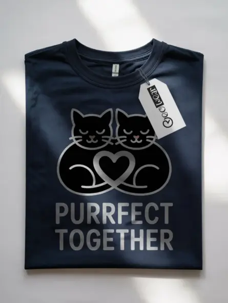 Purrfect Together Cat Heart Shirt – Romantic Gift for Couples - Image 7
