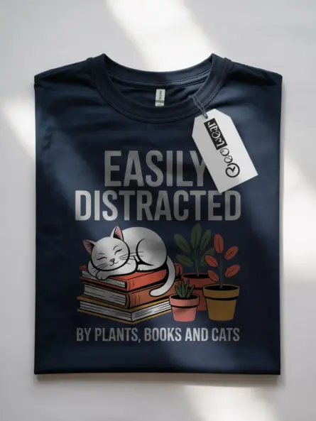 Cat Plant Book Shirt – Cozy Graphic Tee for Homebody Readers - Image 7