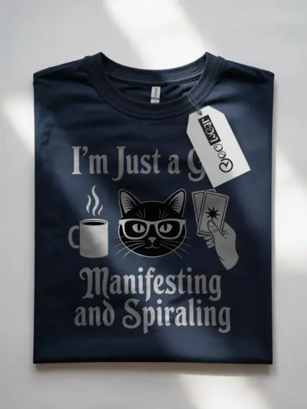 Cat Tarot Shirt for Witchy Girls – Manifesting Gothic Vibes Tee - Image 7