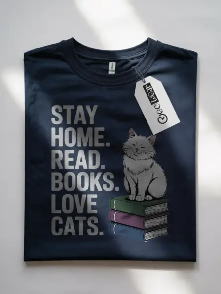 Cozy Cats Books T-Shirt – Minimalist Reading Tee for Introverts - Image 7