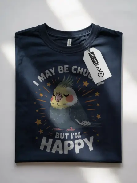 Chubby Cockatiel T-Shirt with Cute Motivational Bird Quote - Image 4